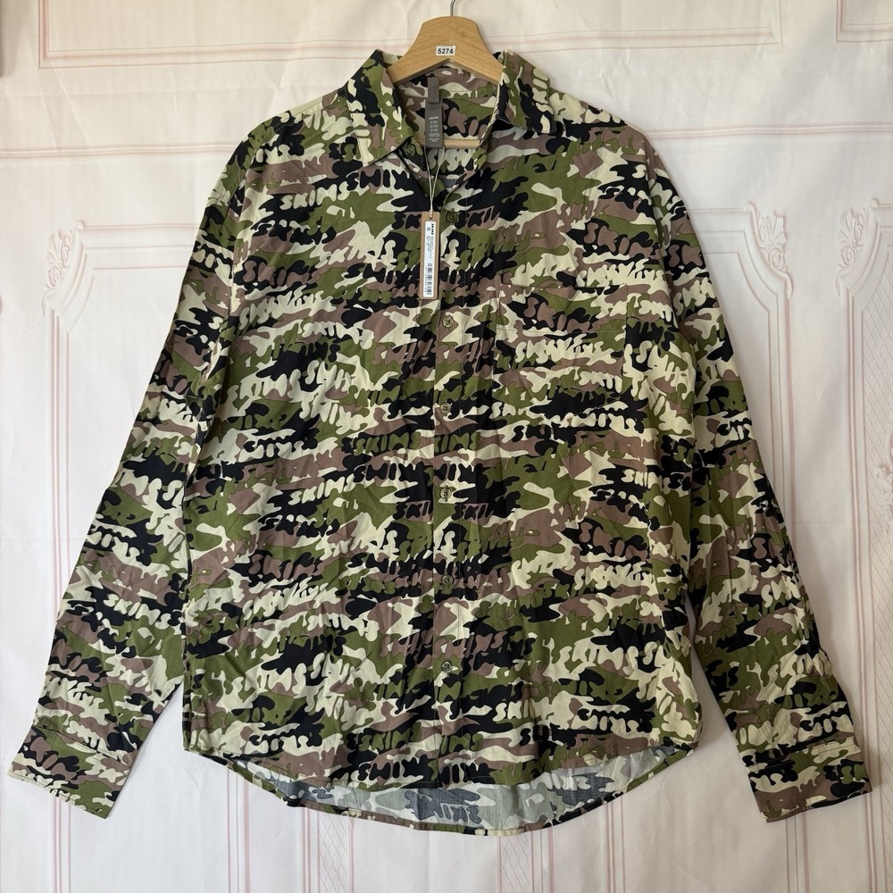 Skims Cover Up Long Sleeve Button Up Top Logo Camo Sz XXS NWT